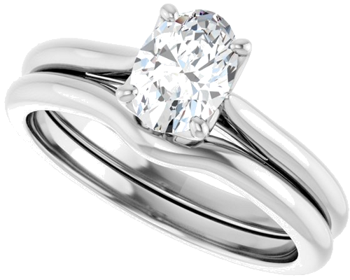 Sužadėtuvių Žiedas „Solitaire“ 585 Baltojo Aukso Oval 7mm x 5mm (10)