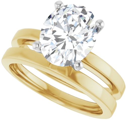14K Yellow White 10x8 mm Oval Solitaire Engagement Ring Mounting (10)