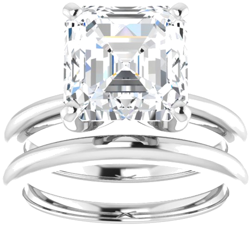 14K White  9 mm Asscher Solitaire Engagement Ring Mounting (8)