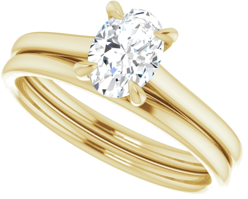 Sužadėtuvių Žiedas „Solitaire“ 585 Geltonojo Aukso Oval 7mm x 5mm (10)