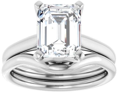 Sužadėtuvių Žiedas „Solitaire“ 14k white gold Emerald 9mm x 7mm (8)