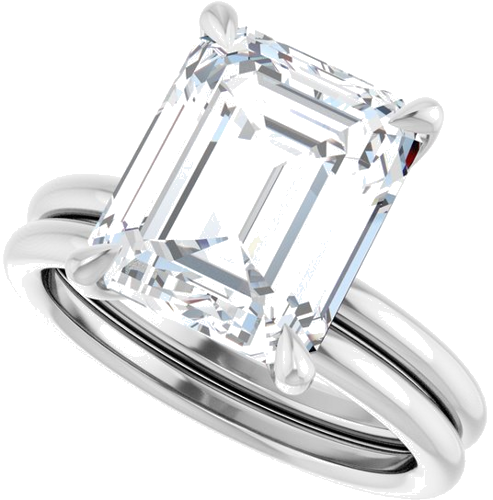 Sužadėtuvių Žiedas „Claw-Prong Solitaire“ 14k white gold Emerald 11mm x 9mm (10)