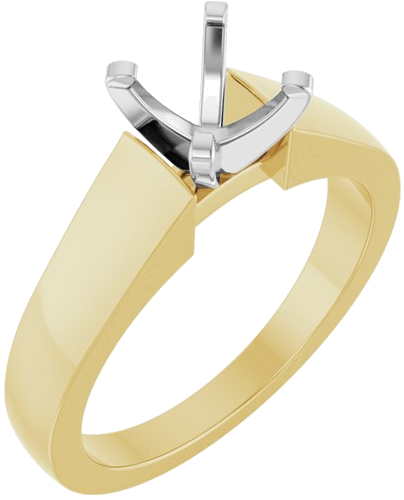 14K Yellow White 6.5 mm Round Solitaire Engagement Ring Mounting (1)