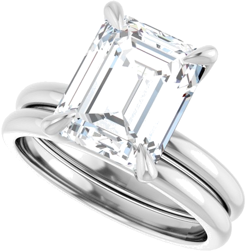 Sužadėtuvių Žiedas „Solitaire“ 10k white gold Emerald 10mm x 8mm (10)
