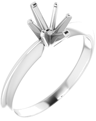 14K White 7x5 mm Oval 6-Prong Solitaire Engagement Ring Mounting (1)