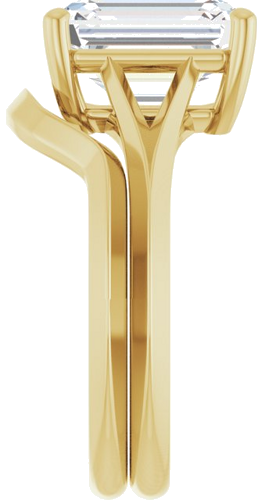 Sužadėtuvių Žiedas „Solitaire Split Shank“ 14k yellow gold Emerald 10mm x 8mm (9)