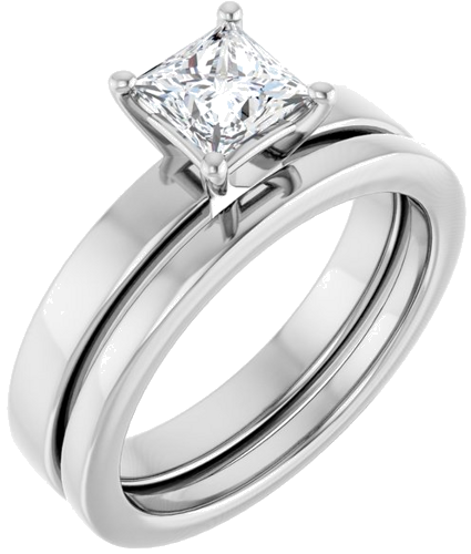 Sužadėtuvių Žiedas 10k white gold Square 5mm (6)