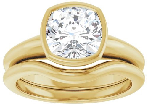 Sužadėtuvių Žiedas „Bezel-Set Solitaire“ 14k yellow gold Cushion 7.5mm (8)