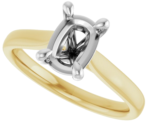 Sužadėtuvių Žiedas „Claw-Prong Solitaire“ 14k yellow/white gold Elongated Cushion 8mm x 6mm (5)