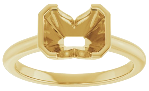 Sužadėtuvių Žiedas „Half Bezel Solitaire“ 585 Geltonojo Aukso Emerald 8mm x 6mm (3)