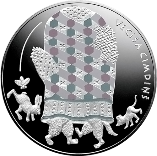 2017 Латвия Сказки Бабушкина варежка серебряная монета 5 евро (1)