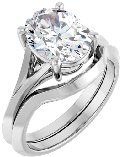 Sužadėtuvių Žiedas „Solitaire Split Shank“ 10k white gold Oval 10mm x 8mm (6)