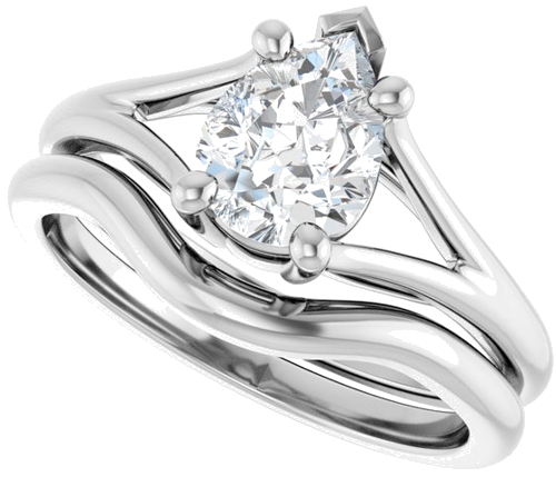 Sužadėtuvių Žiedas „Solitaire Split-Shank“ 14k white gold Pear 8mm x 6mm (10)
