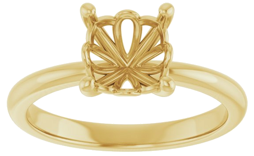 Sužadėtuvių Žiedas 18k yellow gold Cushion 7mm (3)