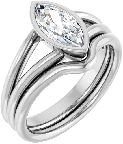 Sužadėtuvių Žiedas „Bezel-Set Solitaire“ 14k white gold Marquise 10mm x 5mm (6)