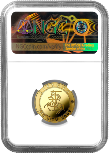 2009 1000-летие имени Литвы 100 литов золотая монета PF 69 ULTRA CAMEO (2)