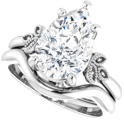 Sužadėtuvių Žiedas „Solitaire“ 14k white gold Pear 12mm x 8mm (10)
