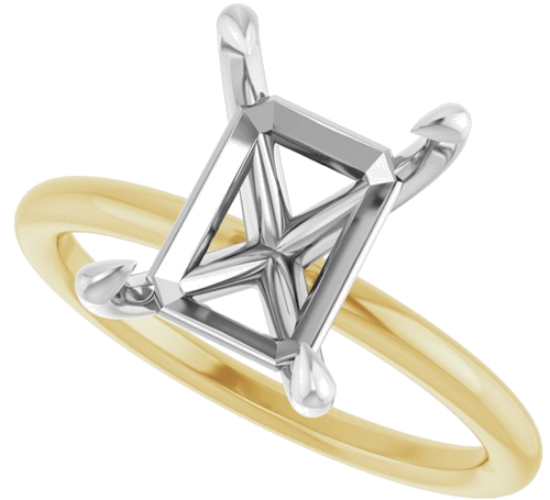Sužadėtuvių Žiedas „Claw-Prong Solitaire“ 14k yellow/white gold Emerald 10mm x 8mm (5)