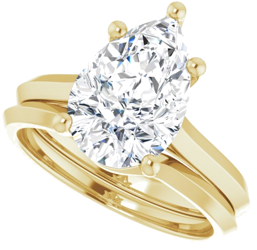 Sužadėtuvių Žiedas „Solitaire“ 585 Geltonojo Aukso Pear Shape 12mm x 8mm (10)