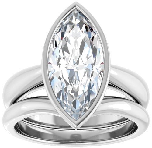Sužadėtuvių Žiedas „Bezel-Set Solitaire“ 10k white gold Marquise 15mm x 7mm (8)