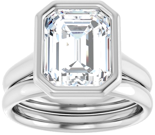 Sužadėtuvių Žiedas „Bezel-Set Solitaire“ 585 Baltojo Aukso Emerald 10mm x 8mm (8)