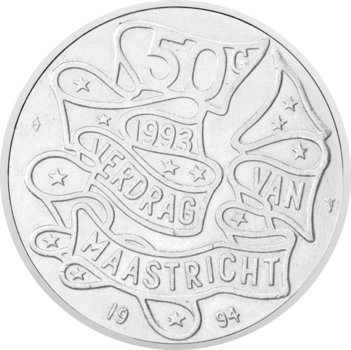 50 guilders Maastricht Treaty 1994 Netherlands silver coin (2)