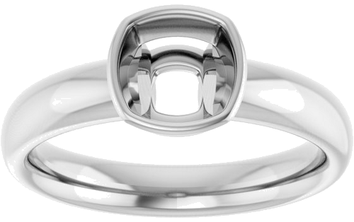 Sužadėtuvių Žiedas „Bezel-Set Solitaire“ 14k white gold Cushion 6mm (3)