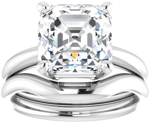 14K White 9 mm Asscher Engagement Ring Mounting (8)