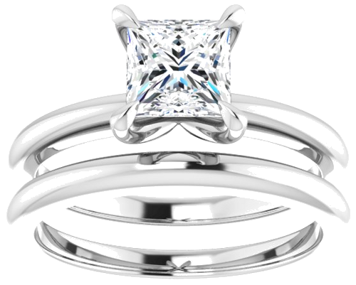 Sužadėtuvių Žiedas „Claw-Prong Solitaire“ 14k white gold Square 5.5mm (8)