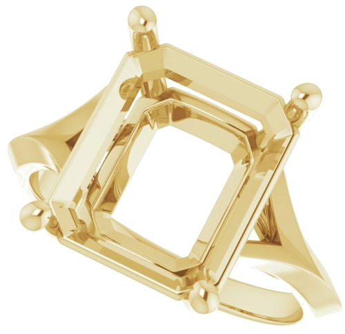 Sužadėtuvių Žiedas „Solitaire Split Shank“ 14k yellow gold Emerald 12mm x 10mm (5)
