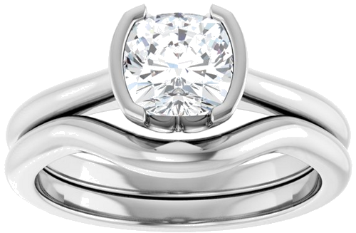 Sužadėtuvių Žiedas „Half-Bezel Solitaire“ 14k white gold Cushion 6mm (8)
