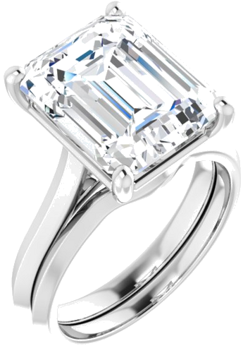Sužadėtuvių Žiedas „Claw-Prong“ 14k white gold Emerald 12mm x 10mm (6)