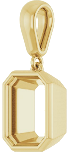 Pakabukas „Bezel-Set Charm“ 10k yellow gold Emerald 9mm x 7mm (2)