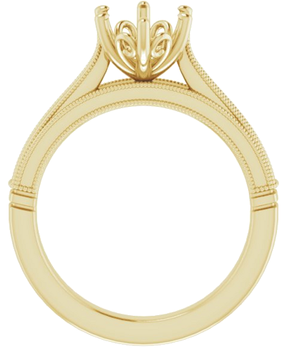 14K Yellow  9x7 mm Oval Solitaire Engagement Ring Mounting (2)