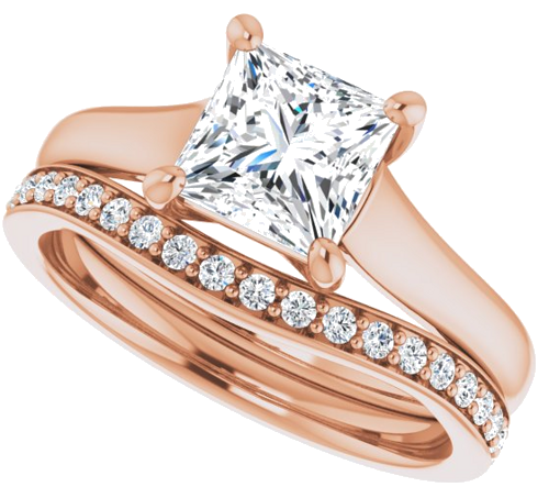 14K Rose 6 mm Square Solitaire Engagement Ring Mounting (10)