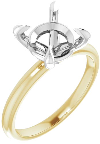 14K Yellow White 9 mm Round Engagement Ring Mounting (1)
