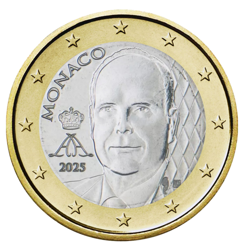2025 Монако Албер II Национална монета от 1 евро (Нов дизайн) (1)