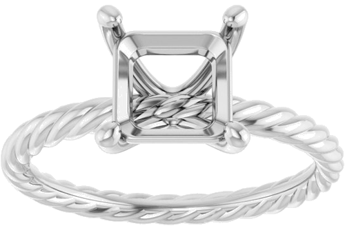 Sužadėtuvių Žiedas „Solitaire Rope“ 18k white gold Square 6.5mm (3)
