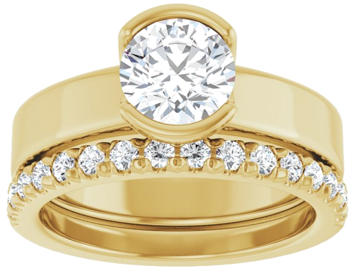 Sužadėtuvių Žiedas „Half-Bezel Solitaire“ 14k yellow gold Round 6.5mm (8)