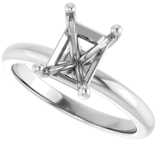 14K White 8 x 6 mm Emerald .05 CTW Lab-Grown Diamond Semi-Set Hidden Halo Engagement Ring (5)