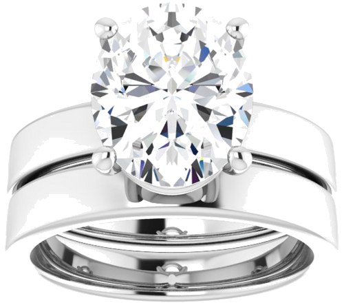Sužadėtuvių Žiedas „Solitaire“ 14k white gold Oval 11mm x 9mm (8)