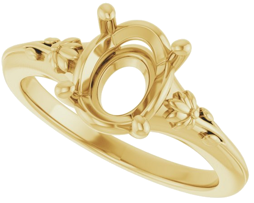 14K Yellow 9x7 mm Oval Solitaire Engagement Ring Mounting (5)