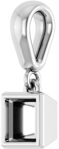 Pakabukas „Bezel-Set Charm“ 14k white gold Square 4mm (2)
