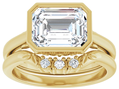 Sužadėtuvių Žiedas „Bezel-Set“ 14k yellow gold Emerald 9mm x 7mm (8)