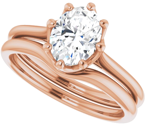 Sužadėtuvių Žiedas „Solitaire“ 14k rose gold Oval 8mm x 6mm (10)