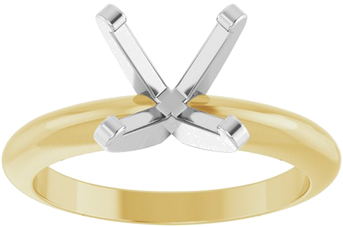 14K Yellow White 8 mm Round Solitaire Engagement Ring Mounting (3)