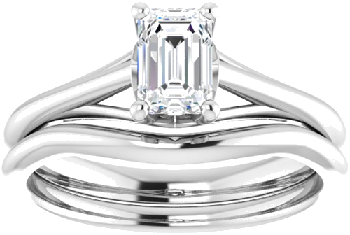 Sužadėtuvių Žiedas „Solitaire“ 14k white gold Emerald 6mm x 4mm (8)