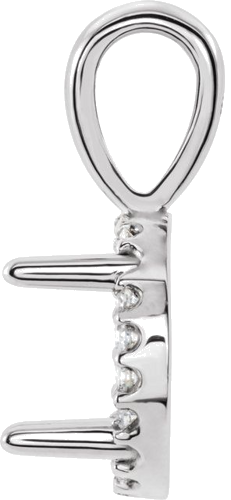 14K White 8 mm Round .05 CTW Natural Diamond Semi-Set Pendant (2)