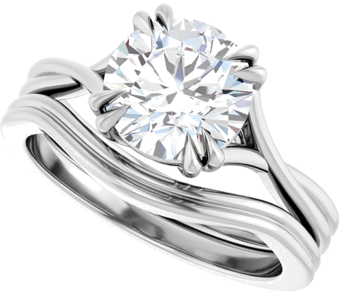 14K White 8 mm Round Solitaire Engagement Ring Mounting (10)