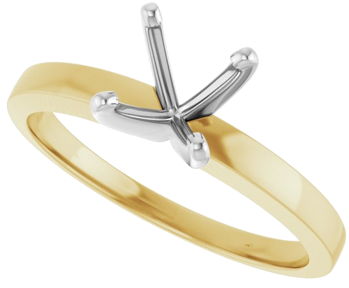 Sužadėtuvių Žiedas „Solitaire“ 585 Baltojo Ir Geltonojo Aukso Round 6.6mm x 7.2mm (5)